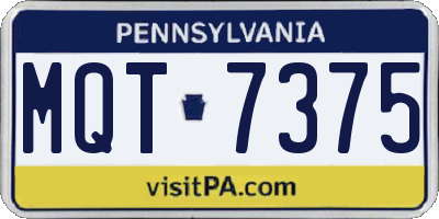 PA license plate MQT7375