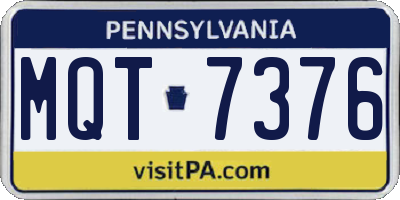 PA license plate MQT7376