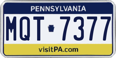 PA license plate MQT7377