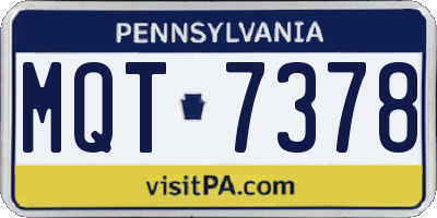 PA license plate MQT7378