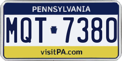 PA license plate MQT7380