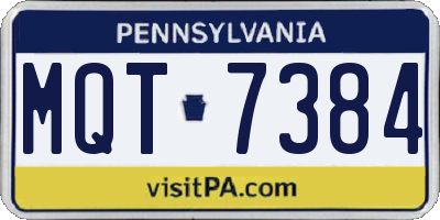 PA license plate MQT7384