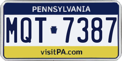 PA license plate MQT7387