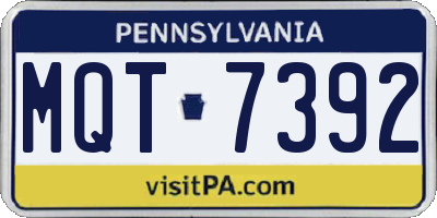 PA license plate MQT7392
