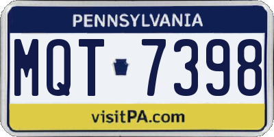 PA license plate MQT7398
