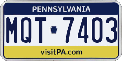 PA license plate MQT7403