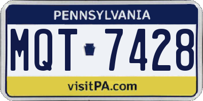 PA license plate MQT7428