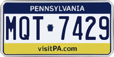 PA license plate MQT7429