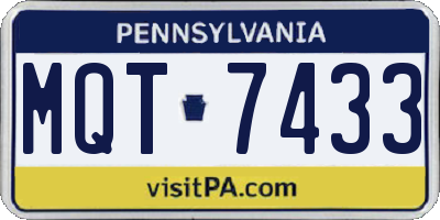 PA license plate MQT7433