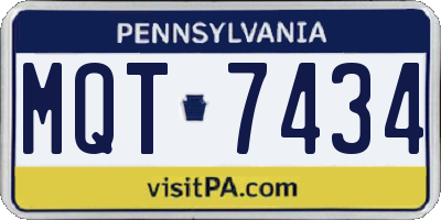PA license plate MQT7434