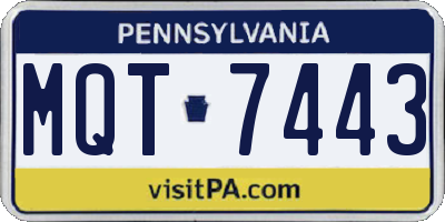 PA license plate MQT7443