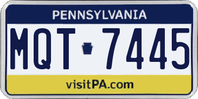 PA license plate MQT7445