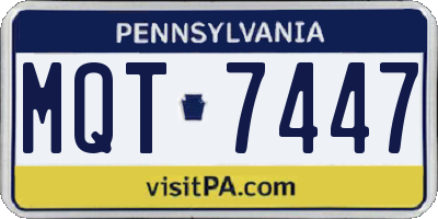 PA license plate MQT7447