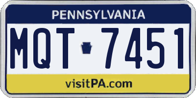 PA license plate MQT7451