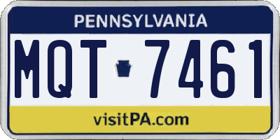 PA license plate MQT7461