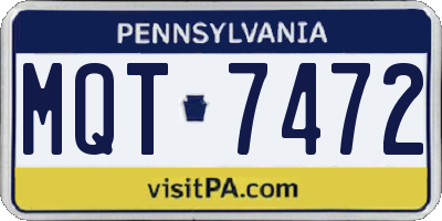 PA license plate MQT7472