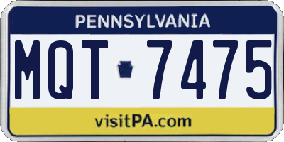 PA license plate MQT7475
