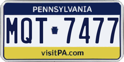 PA license plate MQT7477