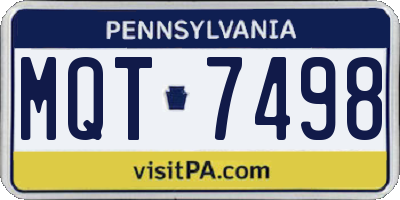 PA license plate MQT7498