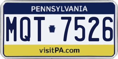 PA license plate MQT7526