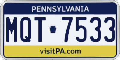 PA license plate MQT7533
