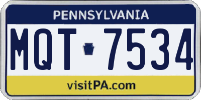PA license plate MQT7534