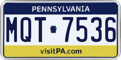 PA license plate MQT7536