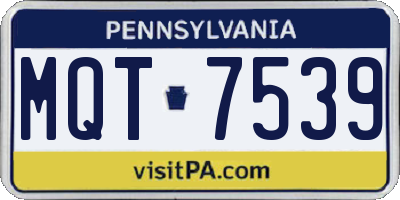 PA license plate MQT7539