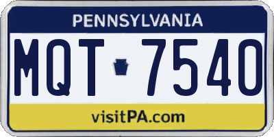 PA license plate MQT7540
