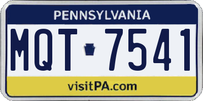 PA license plate MQT7541