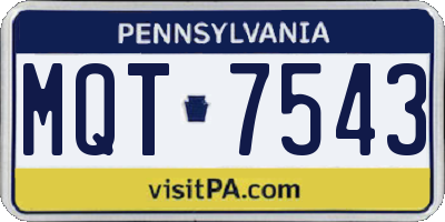 PA license plate MQT7543