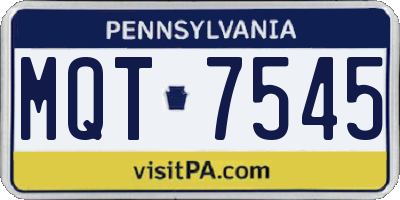 PA license plate MQT7545