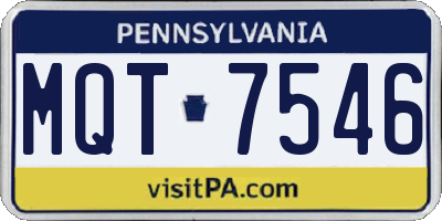 PA license plate MQT7546