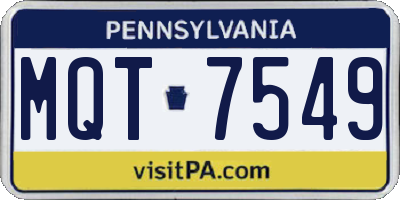 PA license plate MQT7549