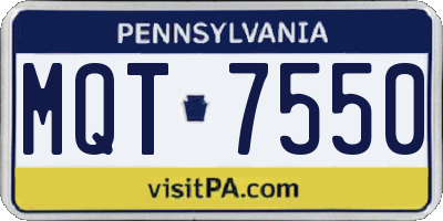 PA license plate MQT7550