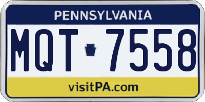 PA license plate MQT7558