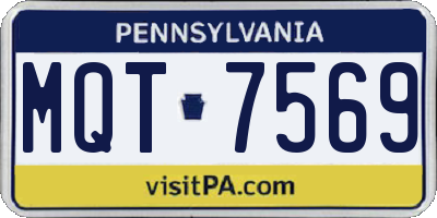 PA license plate MQT7569