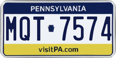 PA license plate MQT7574