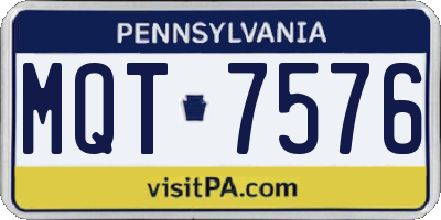 PA license plate MQT7576