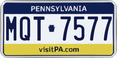 PA license plate MQT7577