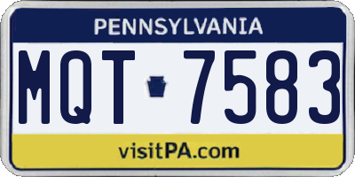PA license plate MQT7583