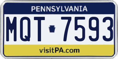 PA license plate MQT7593