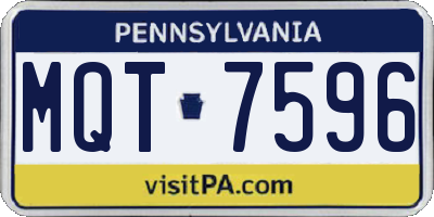 PA license plate MQT7596