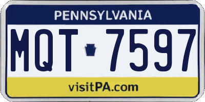 PA license plate MQT7597