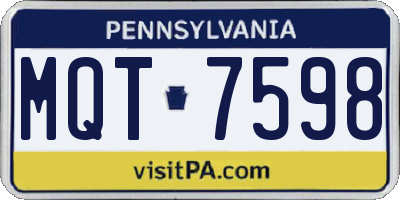 PA license plate MQT7598