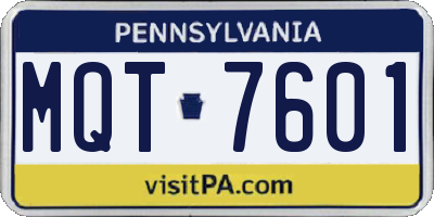 PA license plate MQT7601