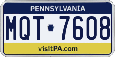 PA license plate MQT7608