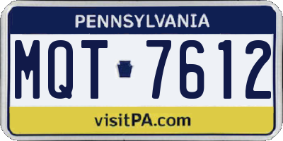 PA license plate MQT7612