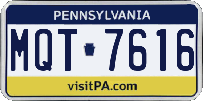 PA license plate MQT7616