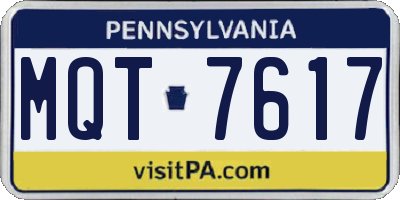 PA license plate MQT7617